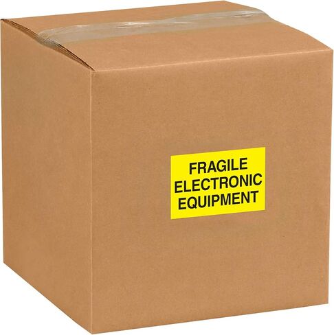 شريط لوجيك Aviditi Tape Logic 2 بوصة × 3 بوصة، "معدات إلكترونية هشة" ملصق تحذير أصفر فلوري، للشحن والمناولة والتعبئة والنقل (لفة واحدة من 500 ملصق) in Kuwait