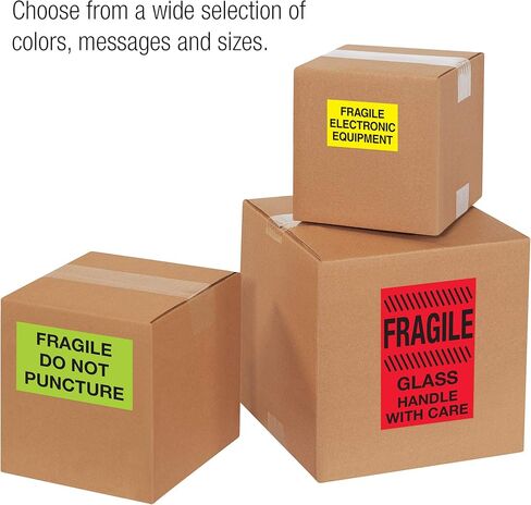 شريط لوجيك Aviditi Tape Logic 2 بوصة × 3 بوصة، "معدات إلكترونية هشة" ملصق تحذير أصفر فلوري، للشحن والمناولة والتعبئة والنقل (لفة واحدة من 500 ملصق) in Kuwait