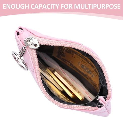 simarro Small Coin Purse for Women, Rhombus Embroidery PU Zipper Coin Purse Portable Change Wallet Short Ladies Coin Purse with Keychain Zipper Coin Pocket For Girl Women Ladies(Pink) in Saudi Arabia