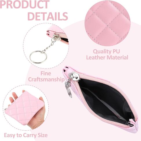 simarro Small Coin Purse for Women, Rhombus Embroidery PU Zipper Coin Purse Portable Change Wallet Short Ladies Coin Purse with Keychain Zipper Coin Pocket For Girl Women Ladies(Pink) in Saudi Arabia