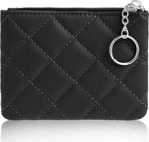 simarro Small Coin Purse for Women, Rhombus Embroidery PU Zipper Coin Purse Portable Change Wallet Short Ladies Coin Purse with Keychain Zipper Coin Pocket For Girl Women Ladies(Pink) in Saudi Arabia