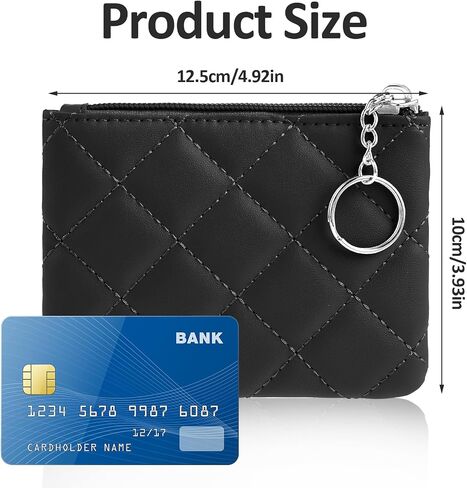 simarro Small Coin Purse for Women, Rhombus Embroidery PU Zipper Coin Purse Portable Change Wallet Short Ladies Coin Purse with Keychain Zipper Coin Pocket For Girl Women Ladies(Pink) in Saudi Arabia