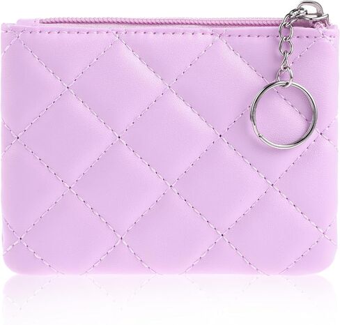 simarro Small Coin Purse for Women, Rhombus Embroidery PU Zipper Coin Purse Portable Change Wallet Short Ladies Coin Purse with Keychain Zipper Coin Pocket For Girl Women Ladies(Pink) in Saudi Arabia
