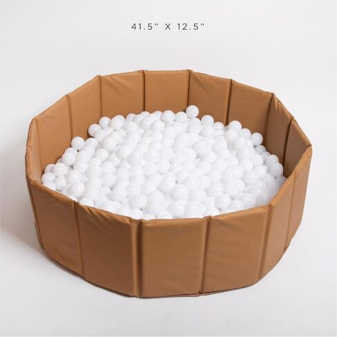 Kids Ball Pit - Portable Play Set by Gathre, Indoor & Outdoor Pop Up Ball Pool for Toddlers and Babies, Foldable, Wipeable, Water Resistant Leather - Balls NOT Included (Camel, 41.5 inch x 12.5 inch) in Saudi Arabia