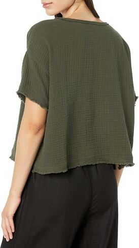 Eileen Fisher Ballet Neck Boxy Top Seaweed SM in Saudi Arabia