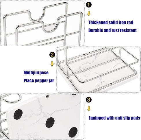 Napkin Holder, Metal Napkin Holder Modern Napkin Dispenser for Table Kitchen Countertop, Not Including Salt and Pepper Shakers (Wooden Base, Black) in Saudi Arabia