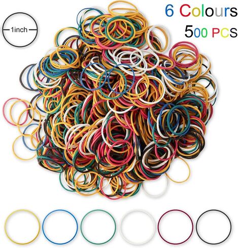 AMUU rubber bands 800 Pcs 2.5cm 1" Small Rubber Bands 6 colors Assorted Mixed Rainbow Colorful Rubber Bands for Office School Home Strong Elastic Band Loop Office Supplies in Saudi Arabia