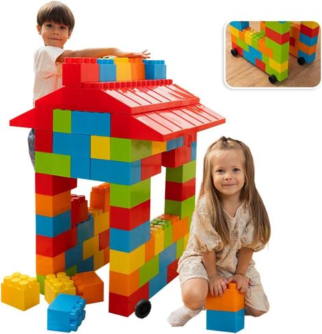 Giant Plastic Blocks Jumbo, Big Blocks, Jumbo Blocks, Big Building Blocks Jumbo, Giant Blocks, Huge Blocks, Jumbo Building Blocks, 86 Pieces Large Blocks for Kids Ages 1 to 8 86 pcs blocks with wheels in Saudi Arabia