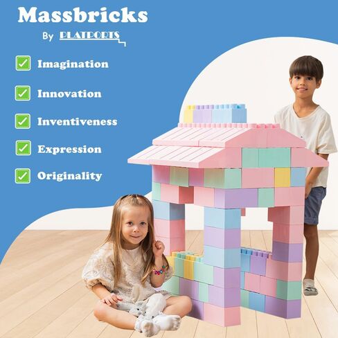 Giant Plastic Blocks Jumbo, Big Blocks, Jumbo Blocks, Big Building Blocks Jumbo, Giant Blocks, Huge Blocks, Jumbo Building Blocks, 86 Pieces Large Blocks for Kids Ages 1 to 8 86 pcs blocks with wheels in Saudi Arabia