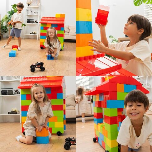 Giant Plastic Blocks Jumbo, Big Blocks, Jumbo Blocks, Big Building Blocks Jumbo, Giant Blocks, Huge Blocks, Jumbo Building Blocks, 86 Pieces Large Blocks for Kids Ages 1 to 8 86 pcs blocks with wheels in Saudi Arabia
