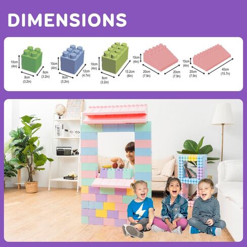 Giant Plastic Blocks Jumbo, Big Blocks, Jumbo Blocks, Big Building Blocks Jumbo, Giant Blocks, Huge Blocks, Jumbo Building Blocks, 86 Pieces Large Blocks for Kids Ages 1 to 8 86 pcs blocks with wheels in Saudi Arabia