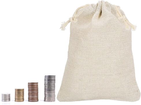 PATIKIL 10"x8" Coin Money Sacks Bag, 3 Pack Bank Deposit Change Transit Bags Cash Bag with Drawstring Currency Bags Gift Bag Style 1, Beige in Saudi Arabia