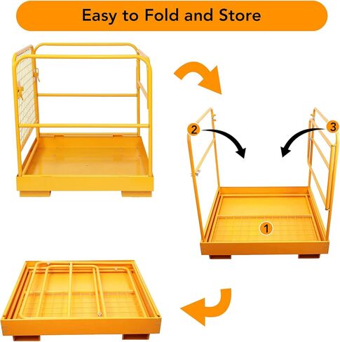 رافعة شوكية ذات قفص أمان للرافعة الشوكية مقاس 36 بوصة × 36 بوصة، رافعة شوكية ذات منصة عمل قابلة للطي شديدة التحمل in Kuwait