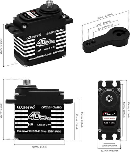 Hobby Fans RC Digital Servo, IP68 Waterproof 40KG Metal Gear Servo High Torque Servo with 25T Servo Horn for 1/12 1/10 1/8 RC Car RC Crawler Robot Boat in Kuwait