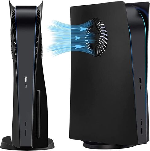 BFKDKG PS5 غطاء حماية لوحدة التحكم بفتحة تهوية للتبريد إصدار قرص PS5 بديل للوحة الجانبية PS5 ملحقات صلبة مقاومة للصدمات ومضادة للخدش والغبار ABS حافظة سوداء in Saudi Arabia