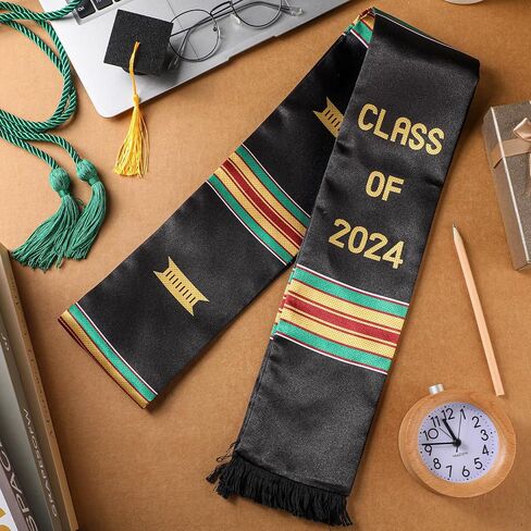 Libima Kente Graduation Stole with 3 Pcs Tassel Honor Cord Class of 2024 Graduation Sash for Women Graduation Gown for Graduation Ceremony Party Gift in Saudi Arabia