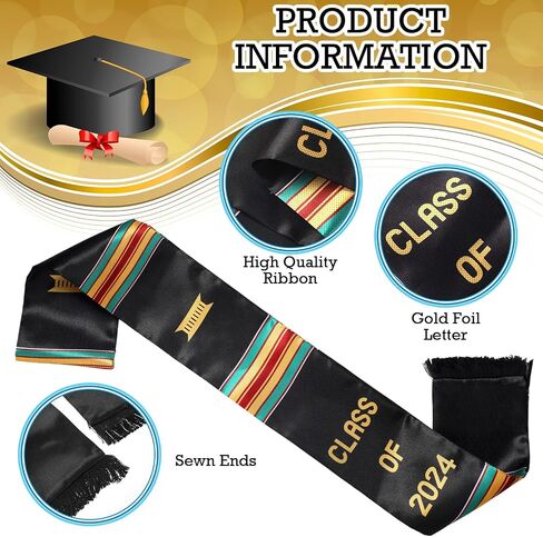 Libima Kente Graduation Stole with 3 Pcs Tassel Honor Cord Class of 2024 Graduation Sash for Women Graduation Gown for Graduation Ceremony Party Gift in Saudi Arabia