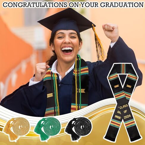 Libima Kente Graduation Stole with 3 Pcs Tassel Honor Cord Class of 2024 Graduation Sash for Women Graduation Gown for Graduation Ceremony Party Gift in Saudi Arabia
