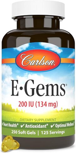 Carlson E-Gems 200 IU (134 مجم)، فيتامين هـ من مصدر طبيعي، صحة مثالية، 250 كبسولة هلامية in Saudi Arabia