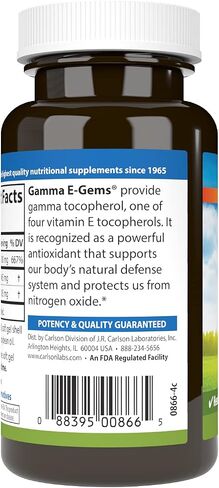 Carlson - Gamma E-Gems, Gamma Tocopherol 465 mg, Heart Health & Optimal Wellness, Antioxidant, 60 Soft gels in Saudi Arabia