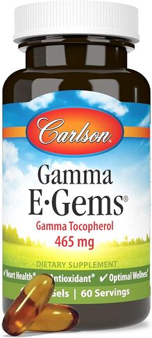 Carlson - Gamma E-Gems, Gamma Tocopherol 465 mg, Heart Health & Optimal Wellness, Antioxidant, 60 Soft gels in Saudi Arabia