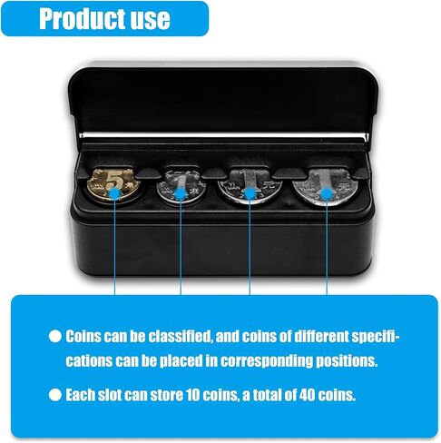 Ajxn 1 PC Coin Holder for Car, Portable Mini Change Storage Box, Coin Organizer, Portable Coin Storage, Car Interior Accessories, Suitable for Most Car and Trucks (Black) in Saudi Arabia