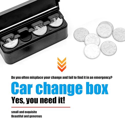 Ajxn 1 PC Coin Holder for Car, Portable Mini Change Storage Box, Coin Organizer, Portable Coin Storage, Car Interior Accessories, Suitable for Most Car and Trucks (Black) in Saudi Arabia