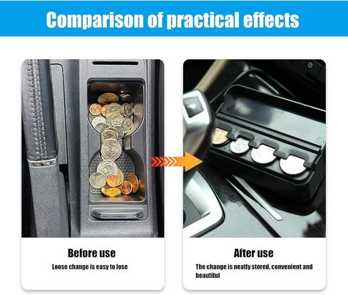 Ajxn 1 PC Coin Holder for Car, Portable Mini Change Storage Box, Coin Organizer, Portable Coin Storage, Car Interior Accessories, Suitable for Most Car and Trucks (Black) in Saudi Arabia