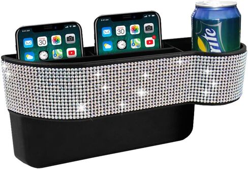 KONGDY Bling Car Seat Pocket Driver's Console Side Organizer Auto Gap Filler Car Seat Storage Box with Cup Holder for Car Interior Accessories Cellphone Wallet in Saudi Arabia