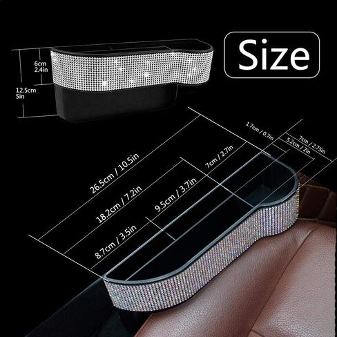 KONGDY Bling Car Seat Pocket Driver's Console Side Organizer Auto Gap Filler Car Seat Storage Box with Cup Holder for Car Interior Accessories Cellphone Wallet in Saudi Arabia