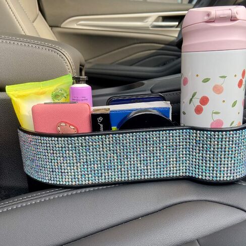 KONGDY Bling Car Seat Pocket Driver's Console Side Organizer Auto Gap Filler Car Seat Storage Box with Cup Holder for Car Interior Accessories Cellphone Wallet in Saudi Arabia