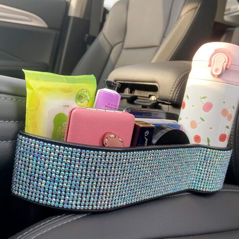 KONGDY Bling Car Seat Pocket Driver's Console Side Organizer Auto Gap Filler Car Seat Storage Box with Cup Holder for Car Interior Accessories Cellphone Wallet in Saudi Arabia