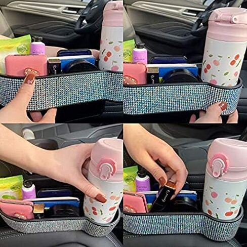 KONGDY Bling Car Seat Pocket Driver's Console Side Organizer Auto Gap Filler Car Seat Storage Box with Cup Holder for Car Interior Accessories Cellphone Wallet in Saudi Arabia