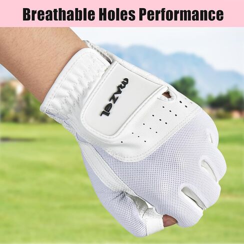 MAZEL Women's Fingerless Golf Gloves One Pair Open-Finger Design,Breathable Hot Wet Weather Sweat-Absorbing,Fit Size S M L XL in Saudi Arabia