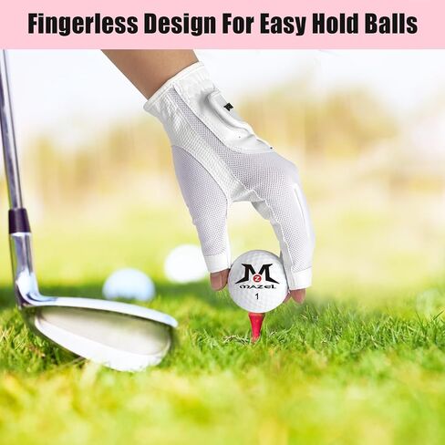 MAZEL Women's Fingerless Golf Gloves One Pair Open-Finger Design,Breathable Hot Wet Weather Sweat-Absorbing,Fit Size S M L XL in Saudi Arabia