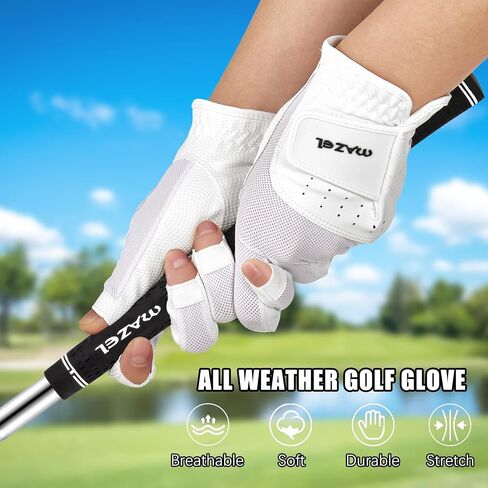 MAZEL Women's Fingerless Golf Gloves One Pair Open-Finger Design,Breathable Hot Wet Weather Sweat-Absorbing,Fit Size S M L XL in Saudi Arabia