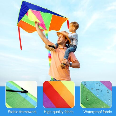 Foilswirl 8 حزم طائرات ورقية للأطفال فراشة طائرة ورقية طائرة ورقية كبيرة قوس قزح دلتا طائرة ورقية سهلة الطيران طائرة ورقية للشاطئ مع 8 قطع 109 ياردة طائرة ورقية سلسلة بكرة طائرات ورقية من النايلون للأطفال البالغين ألعاب الربيع في الهواء الطلق in Kuwait