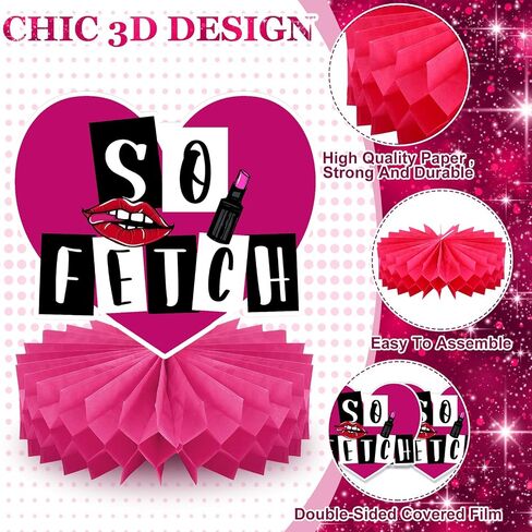 Yousoontic 9 Pcs Pink girl Honeycomb Centerpieces Pink Girls Party Table Topper Decor Burn Book Decoration Pink girls mean party decorations for Bachelorette Birthday Pink Girl Birthday Bridal Shower in Saudi Arabia