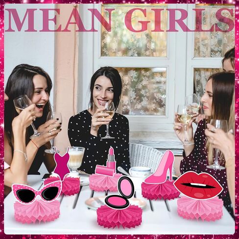 Yousoontic 9 Pcs Pink girl Honeycomb Centerpieces Pink Girls Party Table Topper Decor Burn Book Decoration Pink girls mean party decorations for Bachelorette Birthday Pink Girl Birthday Bridal Shower in Saudi Arabia