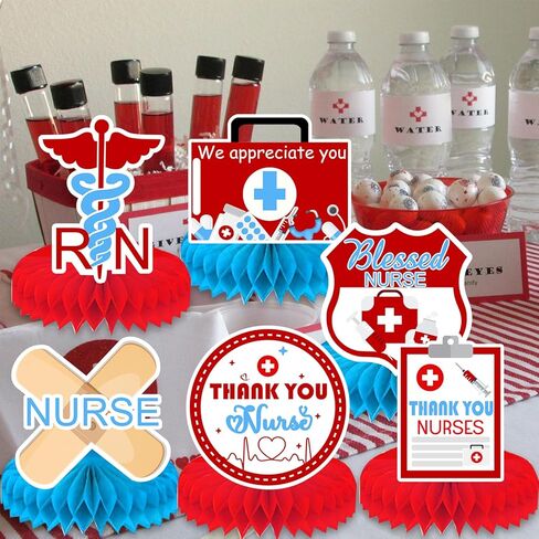 9 قطع من ديكورات أسبوع الممرضات قطعة مركزية على شكل قرص العسل، أسبوع تقدير الممرضات مزدوج الجوانب 2024 ديكورات طاولة ثلاثية الأبعاد لتزيين حفلات الممرضات ليوم الممرضة in Kuwait