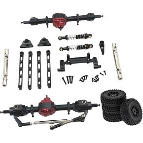 Metal Front and Rear Assembly Kits, RC Car Upgrade Tires, Tie Rods Spare Parts for MN82 LC79 1/12 RC Car Crawler Model, Black in Kuwait