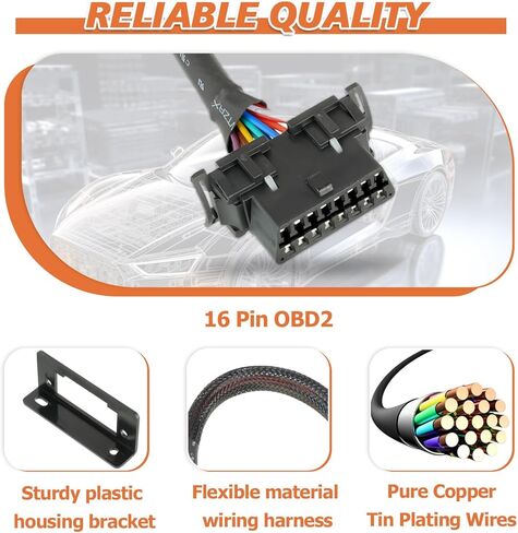OBD2 J1962 Female to Open Pigtail Cable, OBDII Port Extension Cable with Underdash Mount Bracket 1FT/30CM in Saudi Arabia
