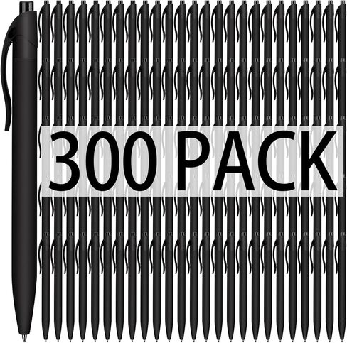 Fulmoon 300 Pcs Black Ink Pens Bulk 1.0 mm Medium Point Retractable Click Ballpoint Pens Smooth Ink for School Office Back to School Supplies(Black) in Saudi Arabia