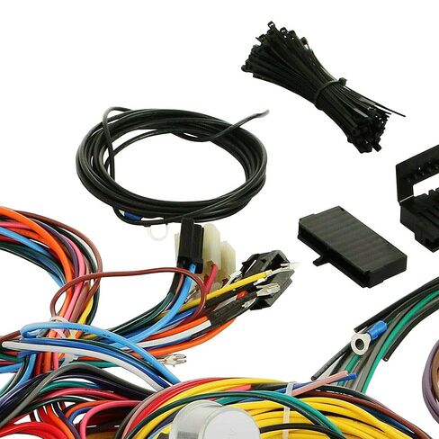 PartsFlow Wiring Harness Kit 21 Circuit Long Wires Standard Color Wiring Harness Kit 17 Fuses for Chevy Mopar Hotrods Ratrods Ford Chrysler Universal Pickup Truck in Saudi Arabia