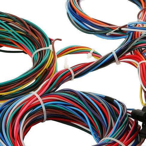 PartsFlow Wiring Harness Kit 21 Circuit Long Wires Standard Color Wiring Harness Kit 17 Fuses for Chevy Mopar Hotrods Ratrods Ford Chrysler Universal Pickup Truck in Saudi Arabia