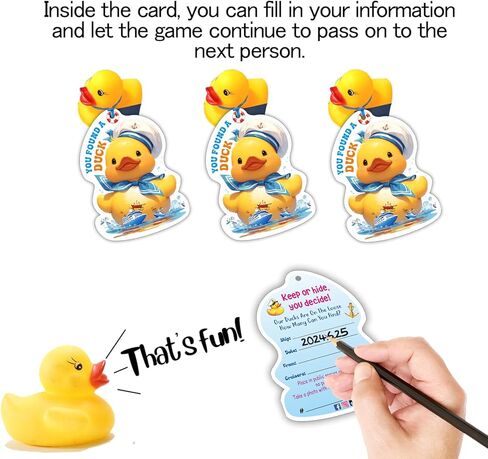 Duck Tags, Cruising Rubber Duck Tags, Duck Tags for Cruising, Ducking Games Card, 35 Cards, 35 Rubber Bands, 3 x 3 Inches, Life Preserver Ring Shape Design Duck Tags - ConQuackulations (2 Colors) in Kuwait