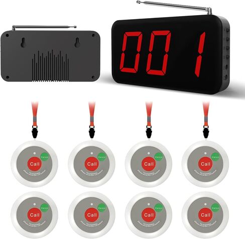 نظام جرس الاتصال اللاسلكي - 1000 قدم، 8 أزرار تنبيه للطوارئ لكبار السن، جهاز النداء لمقدمي الرعاية مع جهاز استقبال واحد للعرض لمكتب الطبيب والعيادة ومحطة الممرضات والمنزل بمساعدة المستشفى in Kuwait