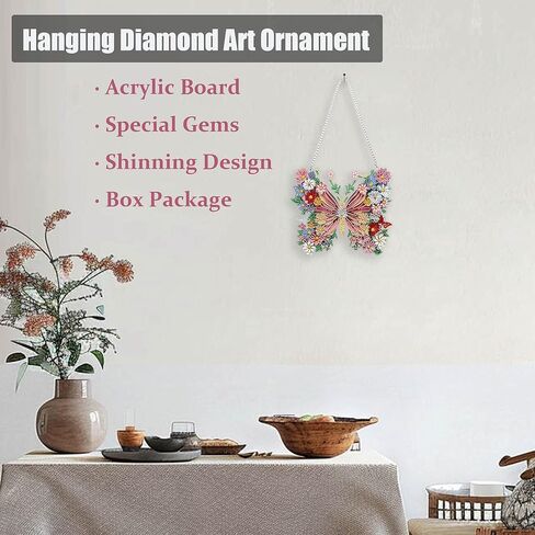 Eiflow DIY Hanging Diamond Art Kit US Flag, Acrylic Board Diamonds Painting Butterfly Ornament Pendant Box Kit in Saudi Arabia
