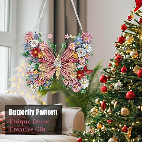 Eiflow DIY Hanging Diamond Art Kit US Flag, Acrylic Board Diamonds Painting Butterfly Ornament Pendant Box Kit in Saudi Arabia