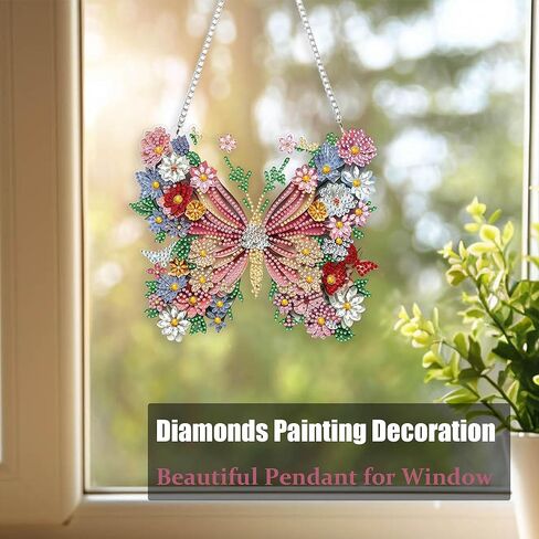 Eiflow DIY Hanging Diamond Art Kit US Flag, Acrylic Board Diamonds Painting Butterfly Ornament Pendant Box Kit in Saudi Arabia